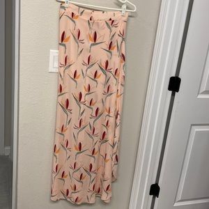Olivaceous floral flowy maxi skirt